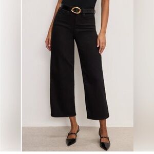GOOD AMERICAN BLACK GOOD WAIST CROPPED PALAZZO JEANS SIZE 8 NWT